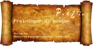 Preininger Ágoston névjegykártya